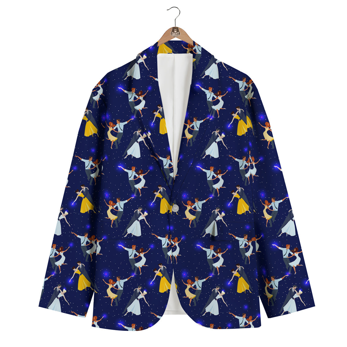 Blue Dancer Print Pattern Men's Blazer-grizzshop