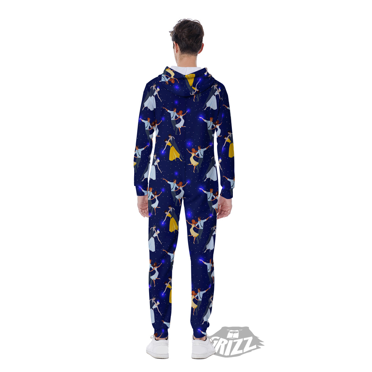 Blue Dancer Print Pattern Men's Jumpsuit-grizzshop