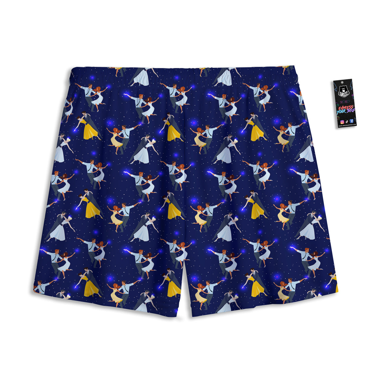 Blue Dancer Print Pattern Mesh Shorts-grizzshop