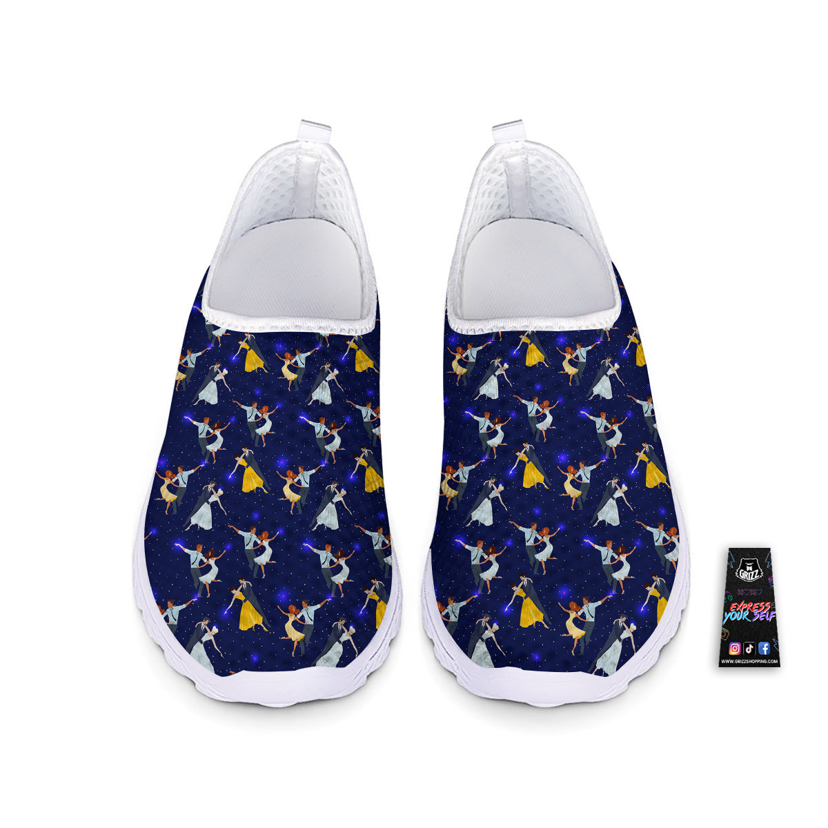 Blue Dancer Print Pattern Nurse Shoes-grizzshop