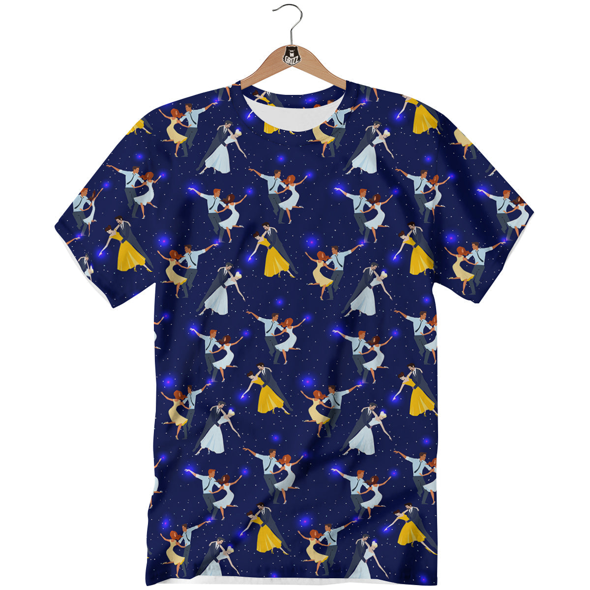 Blue Dancer Print Pattern T-Shirt-grizzshop