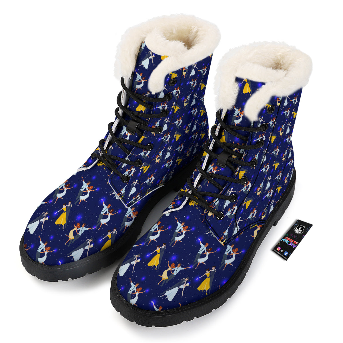 Blue Dancer Print Pattern Winter Boots-grizzshop