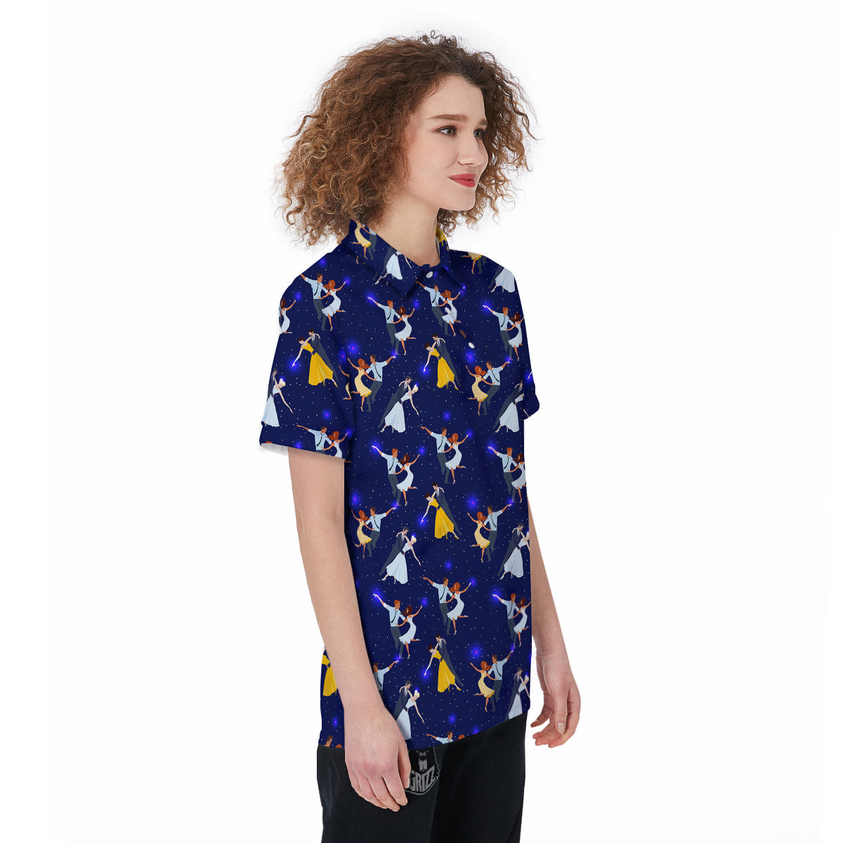 Blue Dancer Print Pattern Women's Golf Shirts-grizzshop
