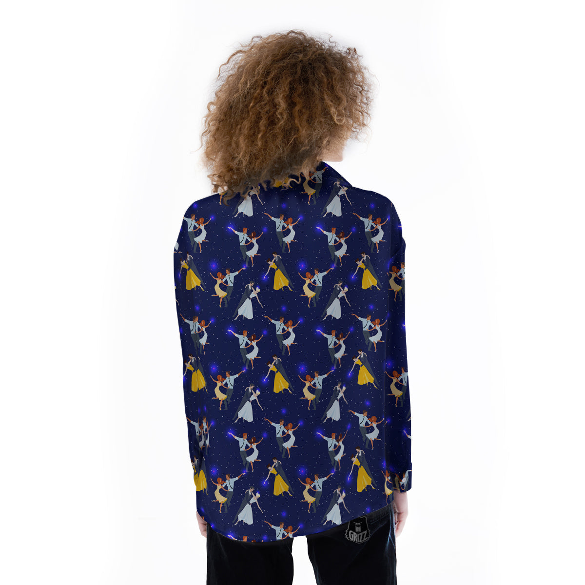 Blue Dancer Print Pattern Women's Long Sleeve Shirts-grizzshop