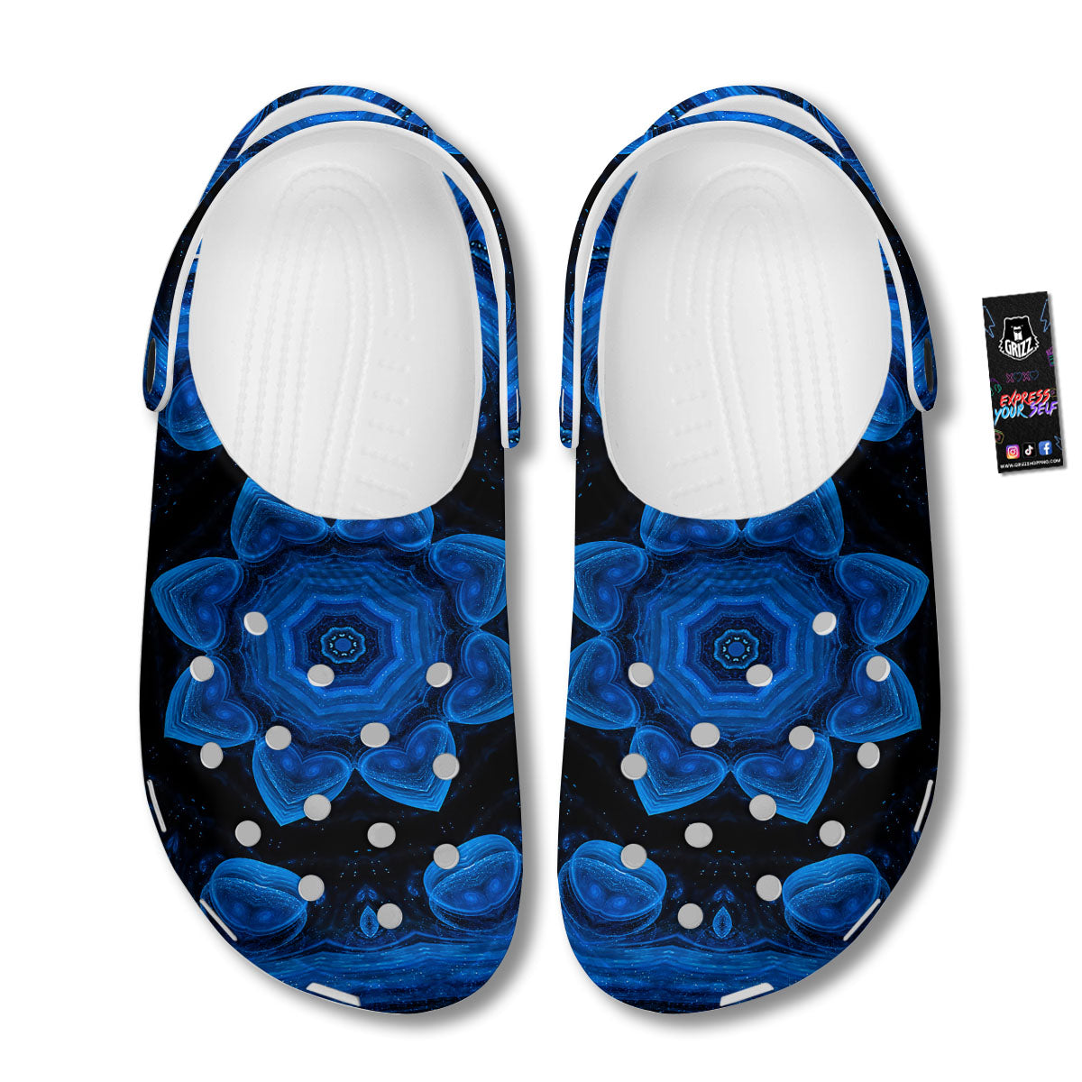 Blue Dark Kaleidoscope Print Clog-grizzshop