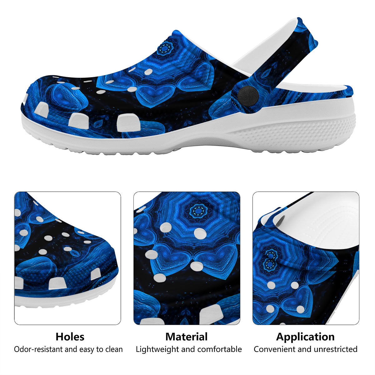 Blue Dark Kaleidoscope Print Clog-grizzshop