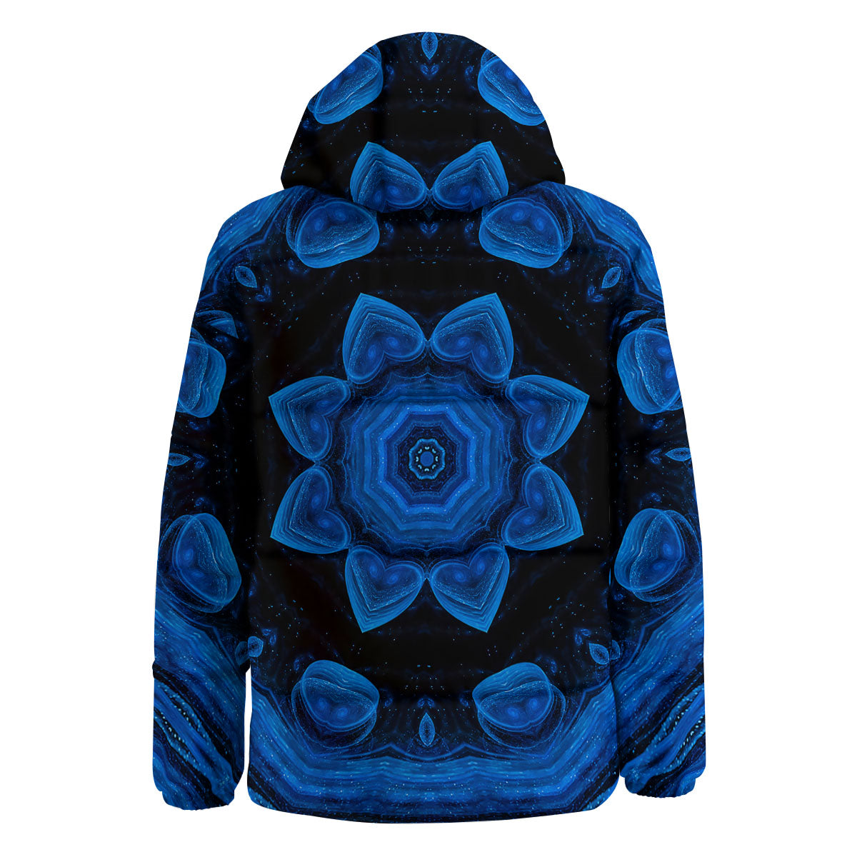 Blue Dark Kaleidoscope Print Down Jacket-grizzshop
