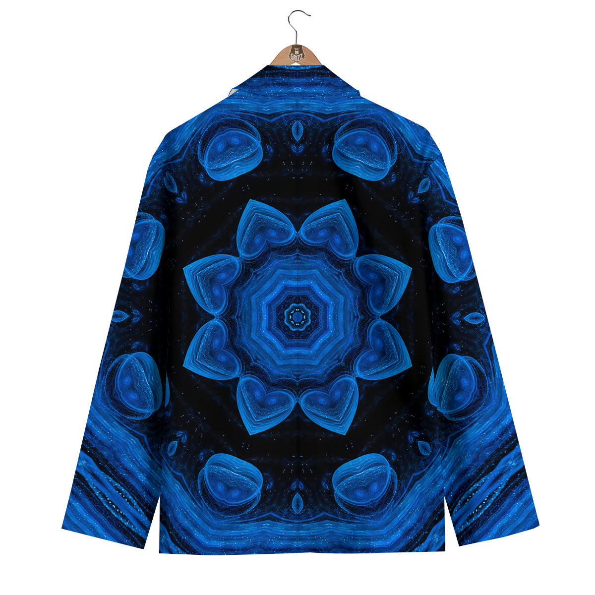 Blue Dark Kaleidoscope Print Men's Blazer-grizzshop
