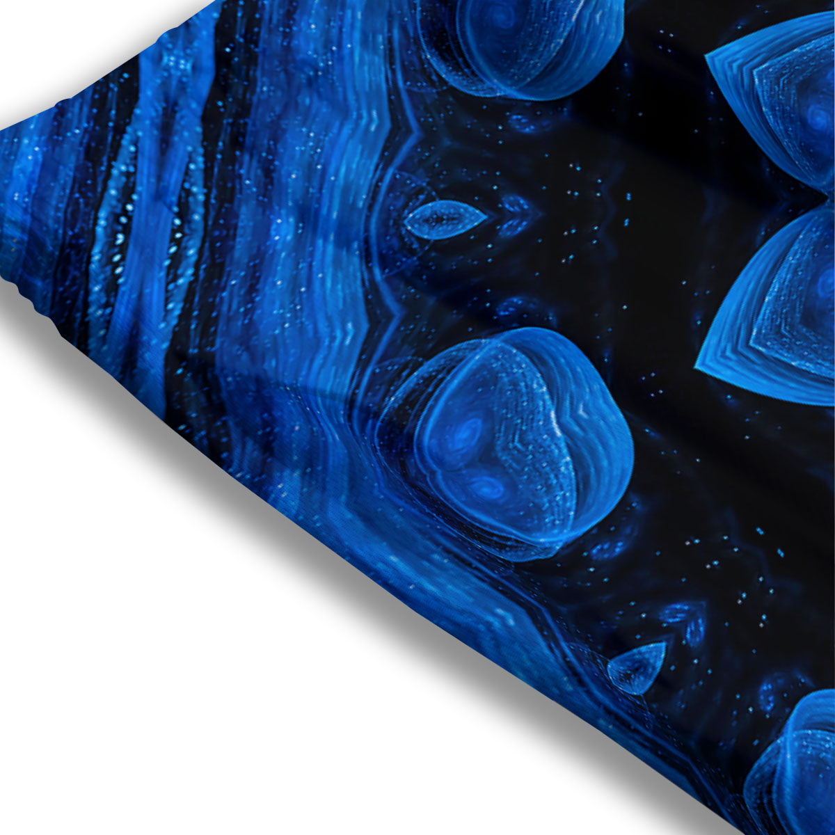 Blue Dark Kaleidoscope Print Mesh Shorts