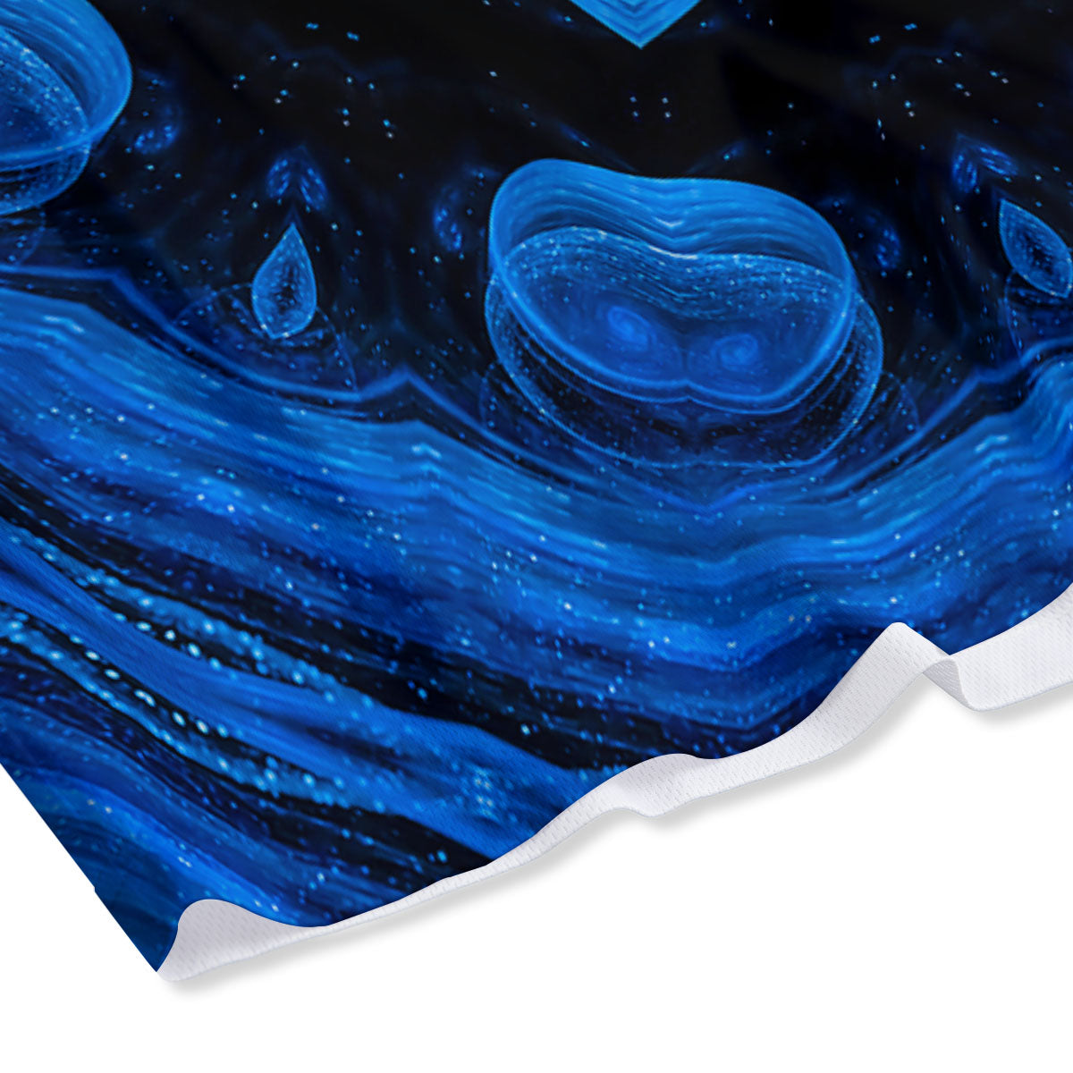 Blue Dark Kaleidoscope Print Mesh Shorts