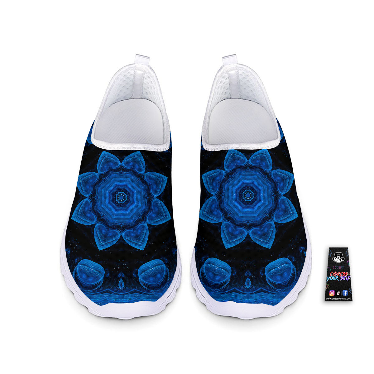Blue Dark Kaleidoscope Print Nurse Shoes-grizzshop