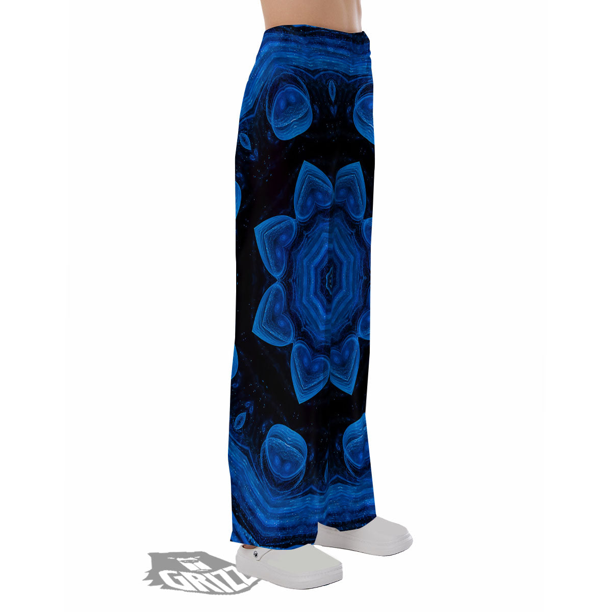 Blue Dark Kaleidoscope Print Pajama Pants-grizzshop