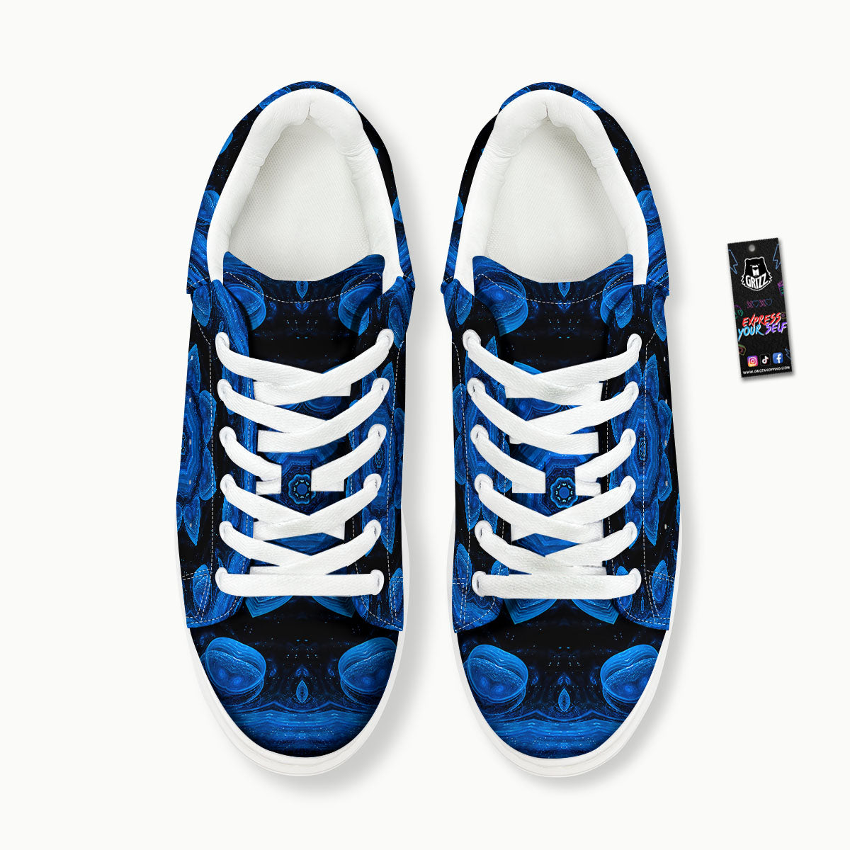 Blue Dark Kaleidoscope Print Platform Shoes-grizzshop