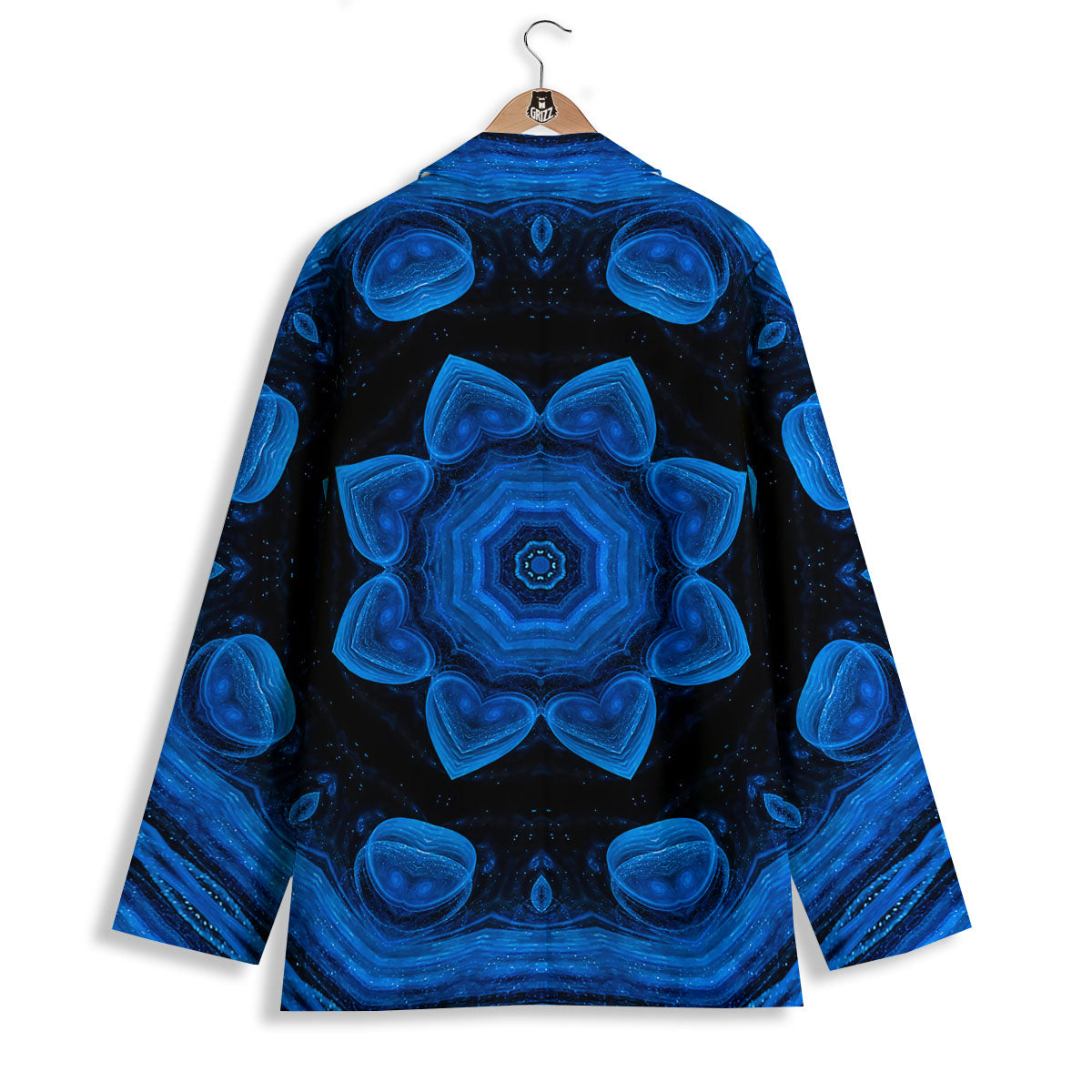 Blue Dark Kaleidoscope Print Women's Blazer-grizzshop