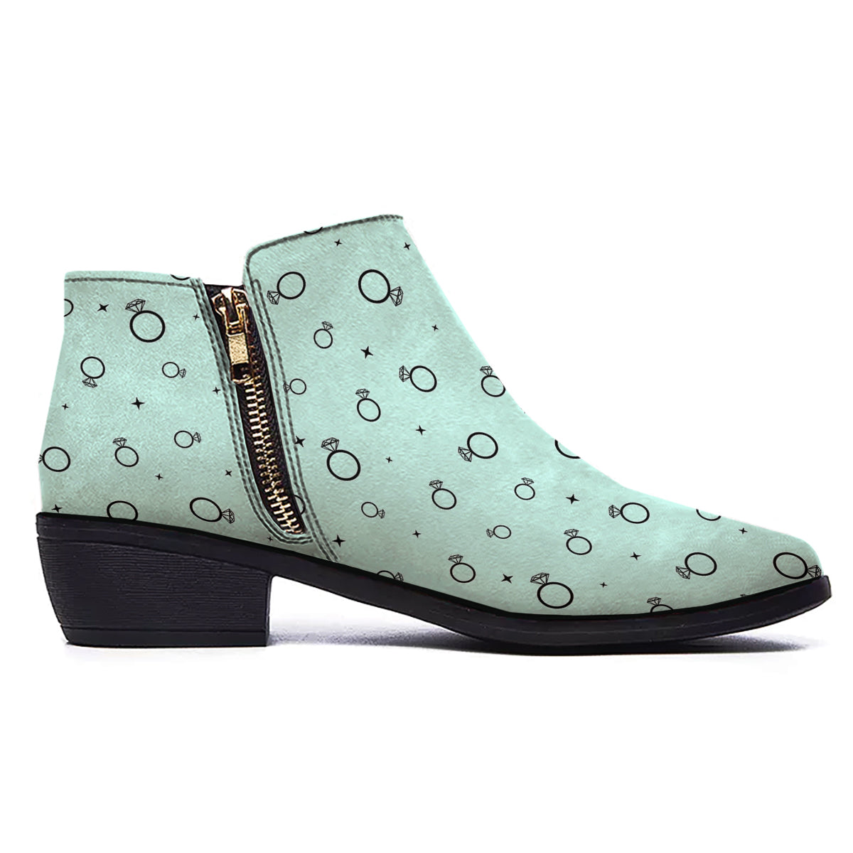 Blue Diamond Ring Print Pattern Ankle Boots-grizzshop