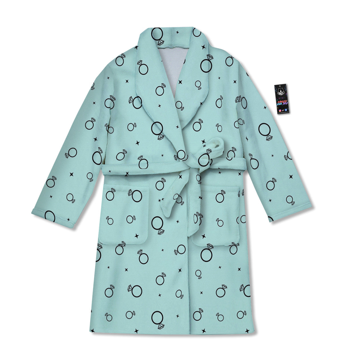 Blue Diamond Ring Print Pattern Bathrobe-grizzshop