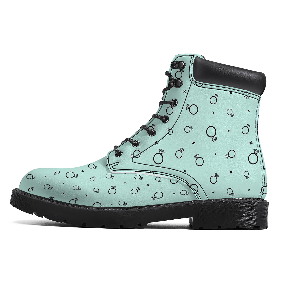 Blue Diamond Ring Print Pattern Boots-grizzshop