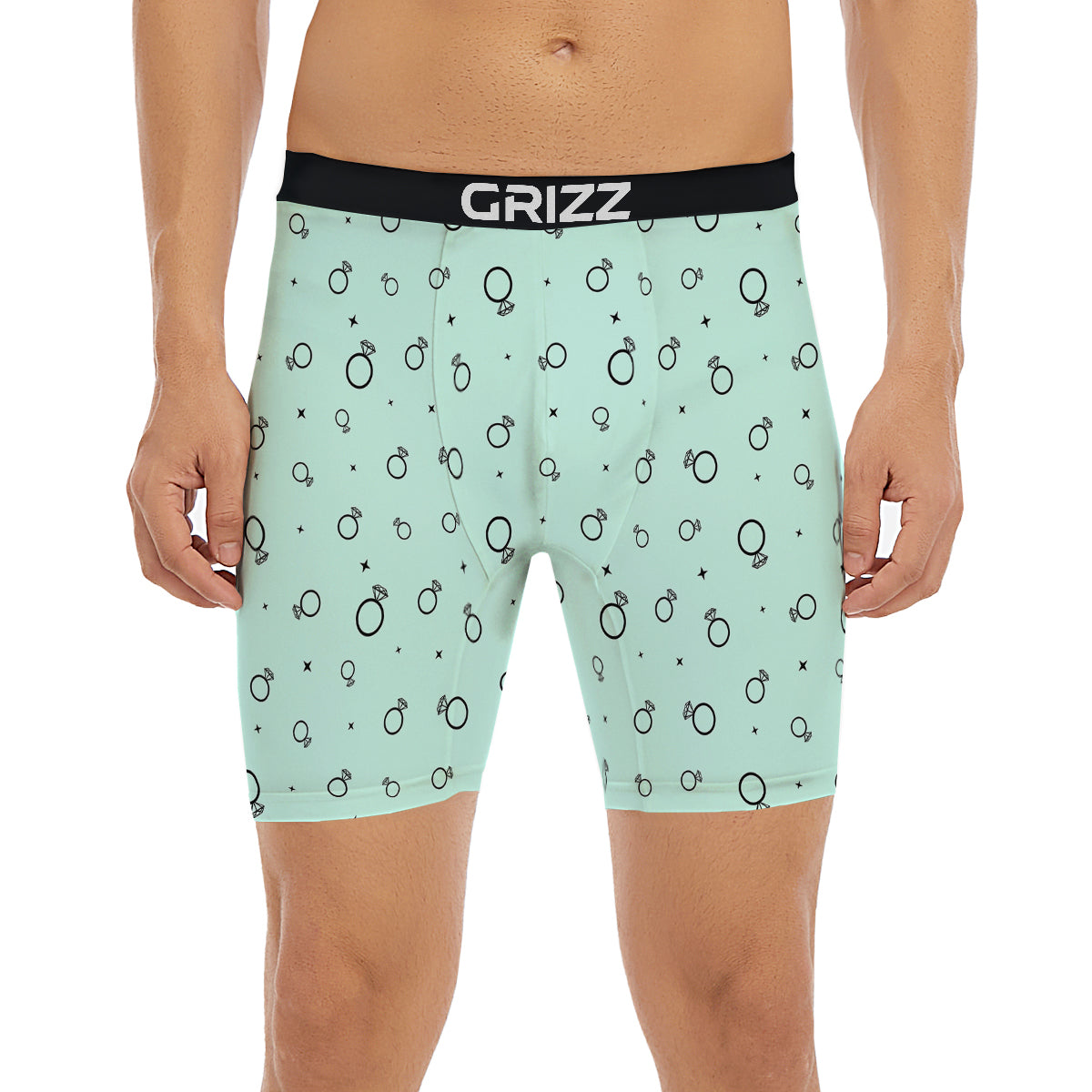 Blue Diamond Ring Print Pattern Boxer Briefs-grizzshop