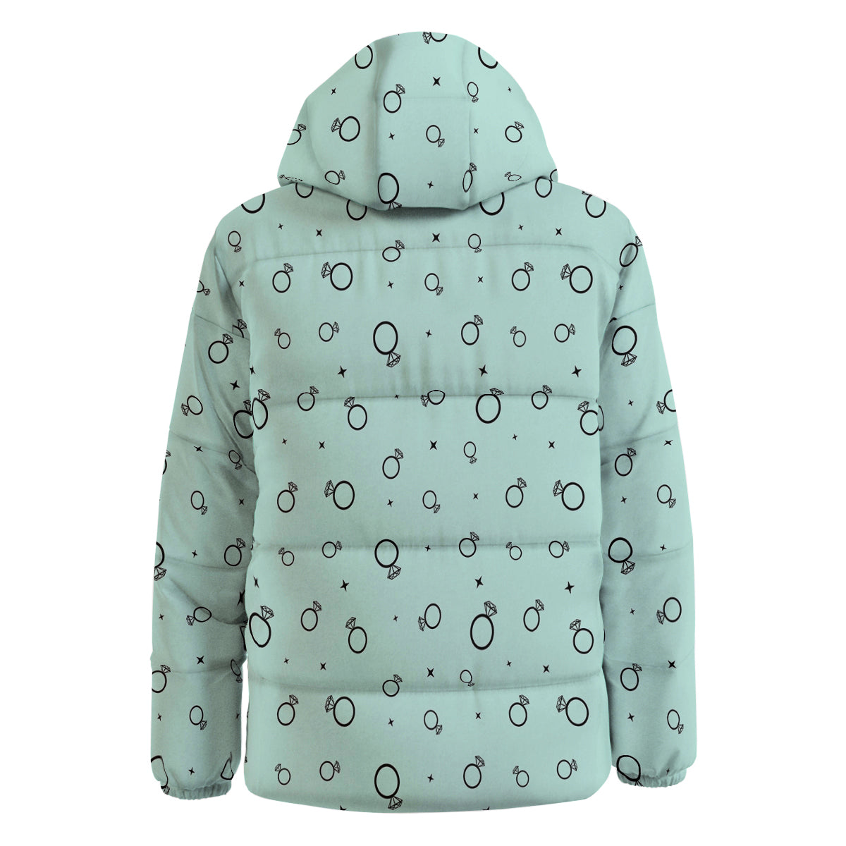 Blue Diamond Ring Print Pattern Down Jacket-grizzshop
