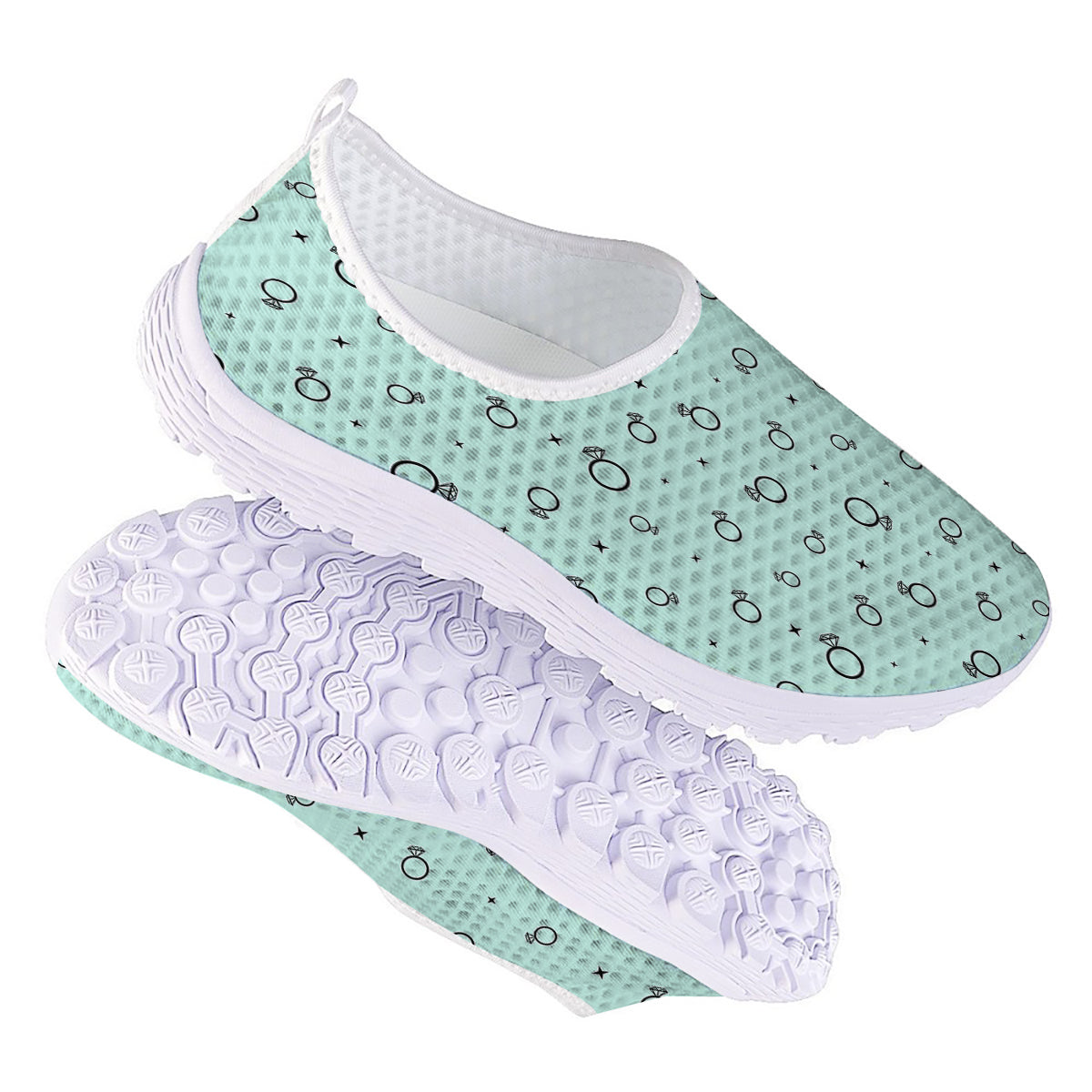 Blue Diamond Ring Print Pattern Nurse Shoes-grizzshop