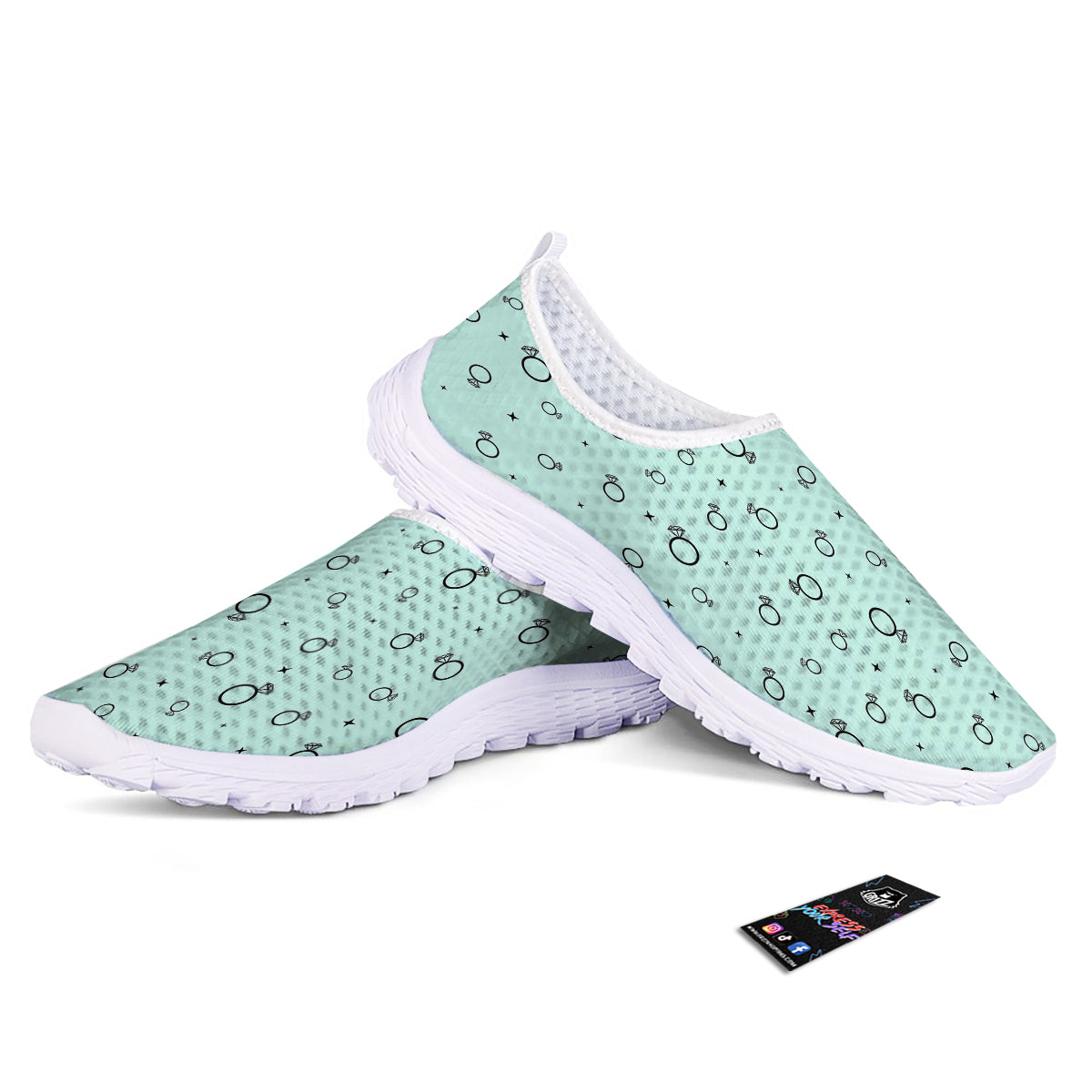 Blue Diamond Ring Print Pattern Nurse Shoes-grizzshop