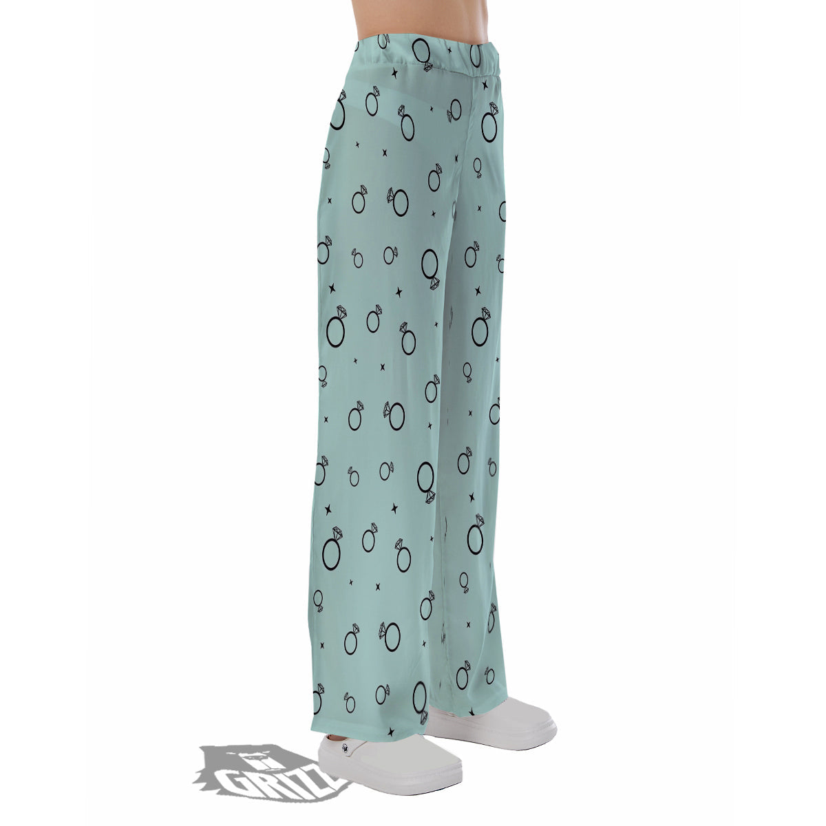 Blue Diamond Ring Print Pattern Pajama Pants-grizzshop