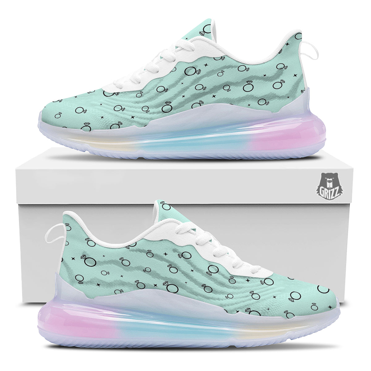 Blue Diamond Ring Print Pattern Running Sneakers-grizzshop