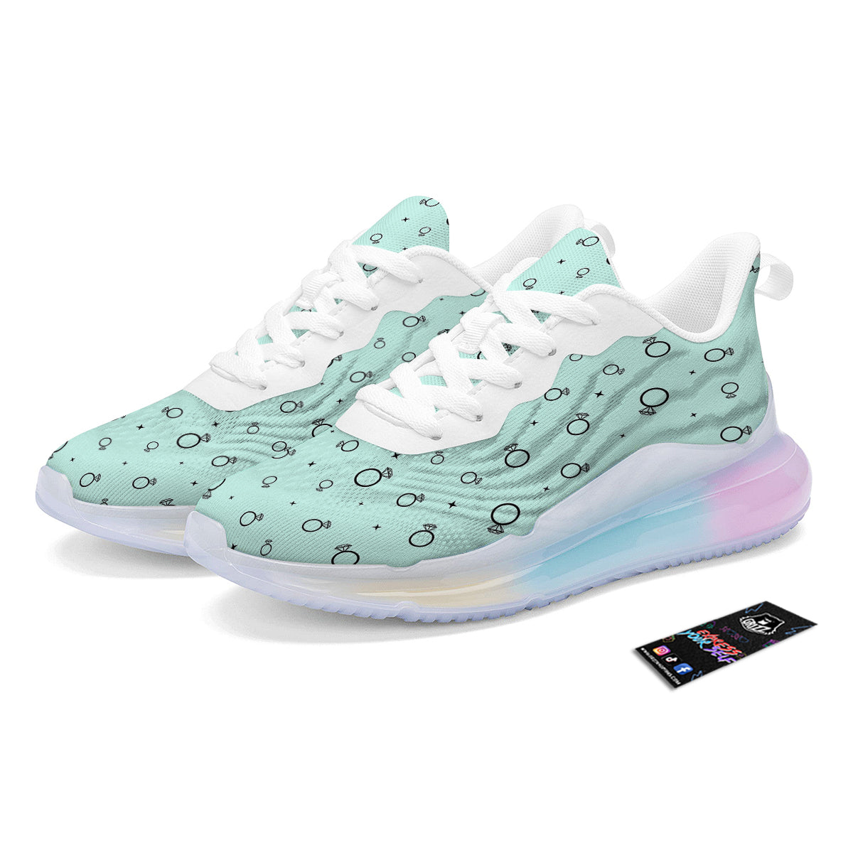 Blue Diamond Ring Print Pattern Running Sneakers-grizzshop