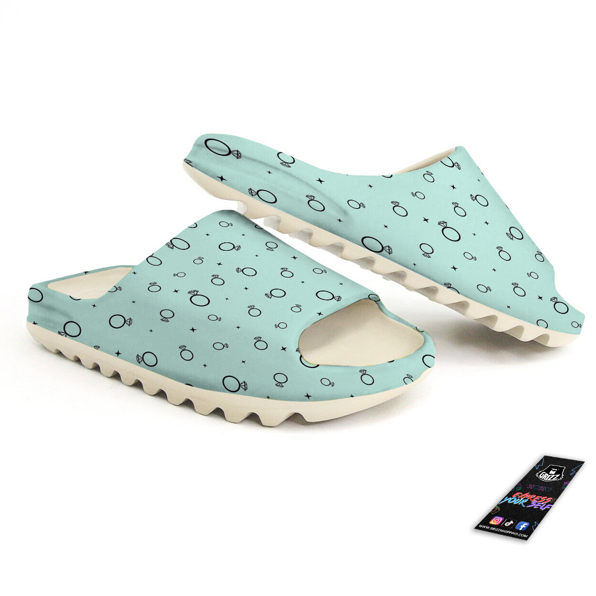 Blue Diamond Ring Print Pattern Sandals-grizzshop