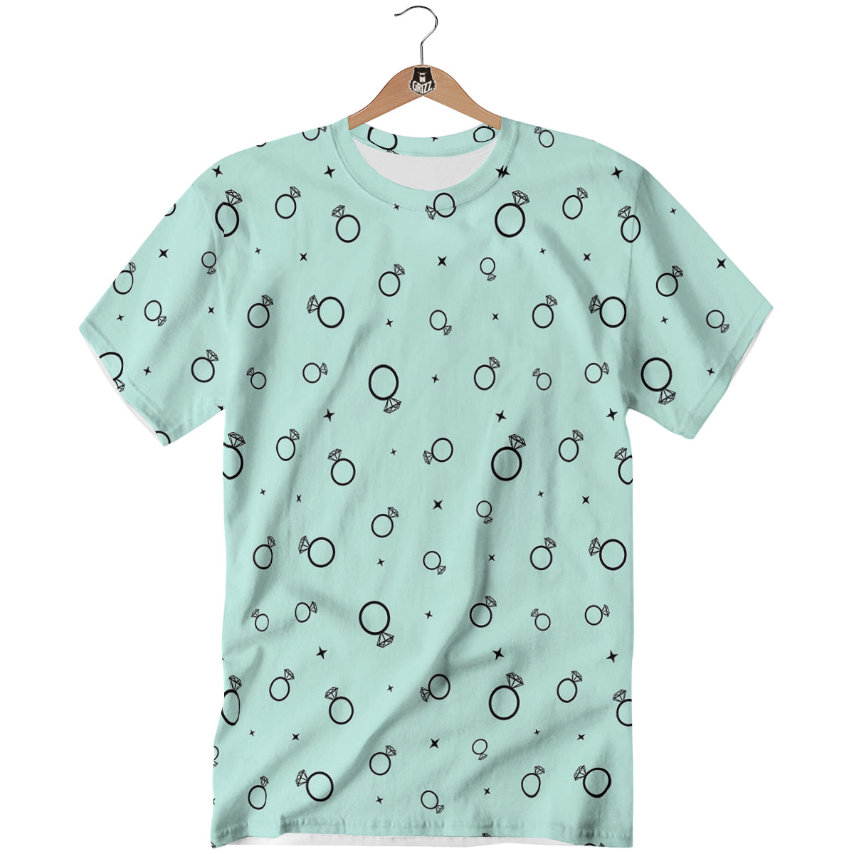 Blue Diamond Ring Print Pattern T-Shirt-grizzshop