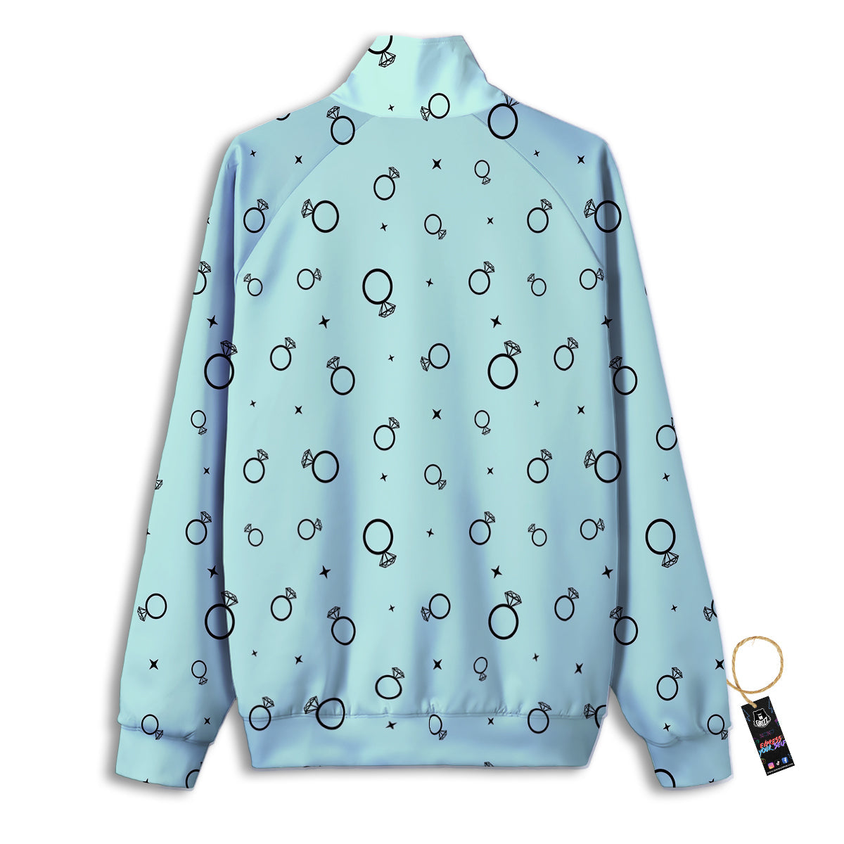 Blue Diamond Ring Print Pattern Track Jacket-grizzshop