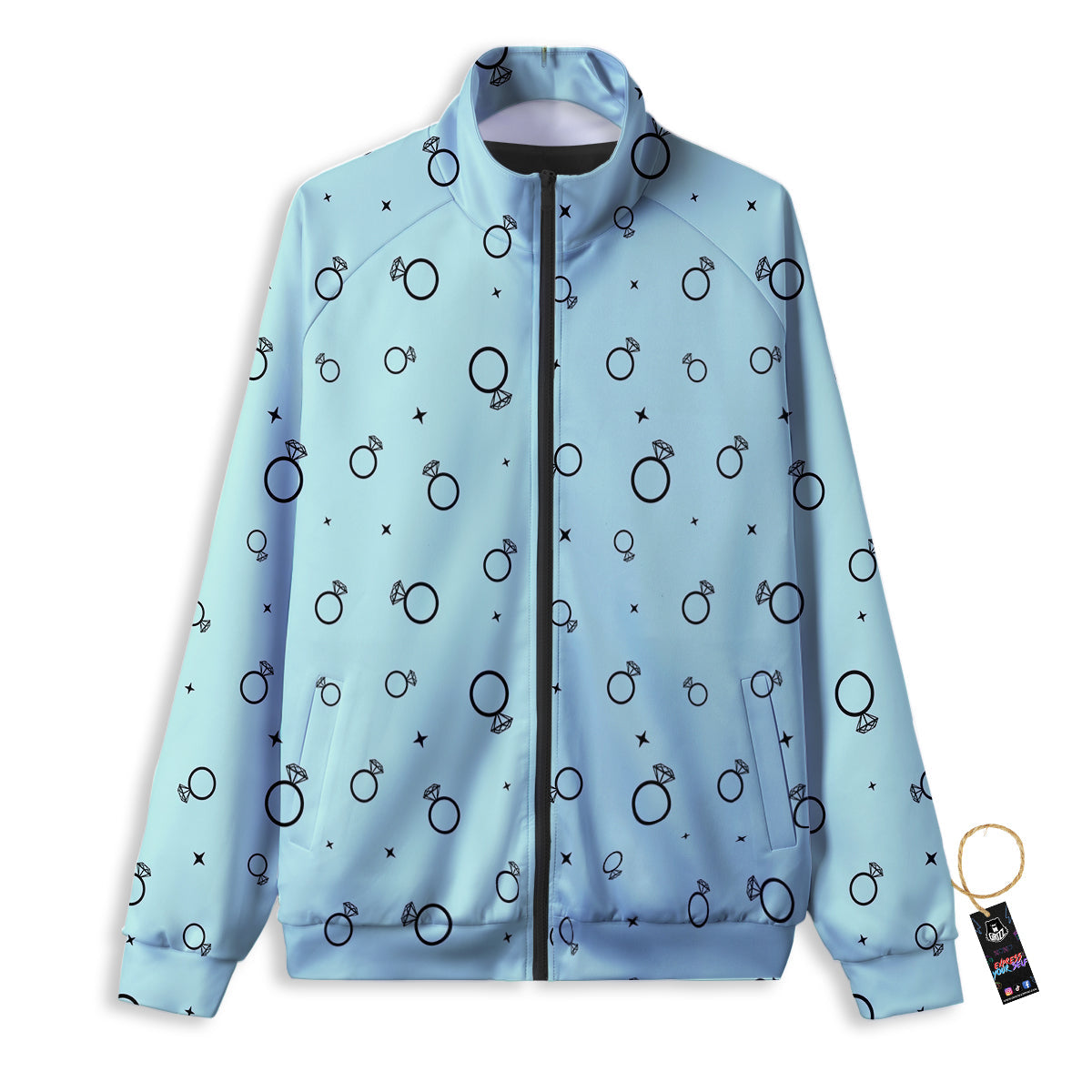 Blue Diamond Ring Print Pattern Track Jacket-grizzshop