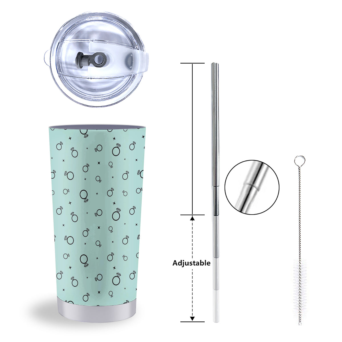 Blue Diamond Ring Print Pattern Tumbler-grizzshop