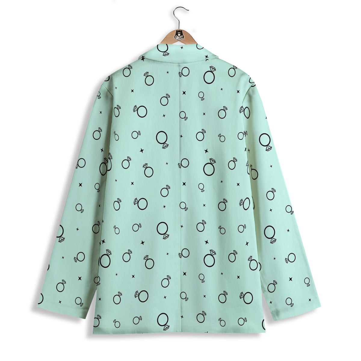 Blue Diamond Ring Print Pattern Women's Blazer-grizzshop