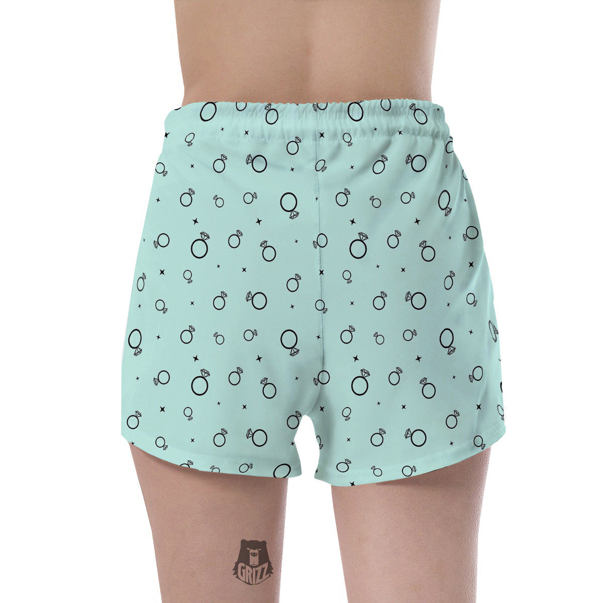 Blue Diamond Ring Print Pattern Women's Shorts-grizzshop