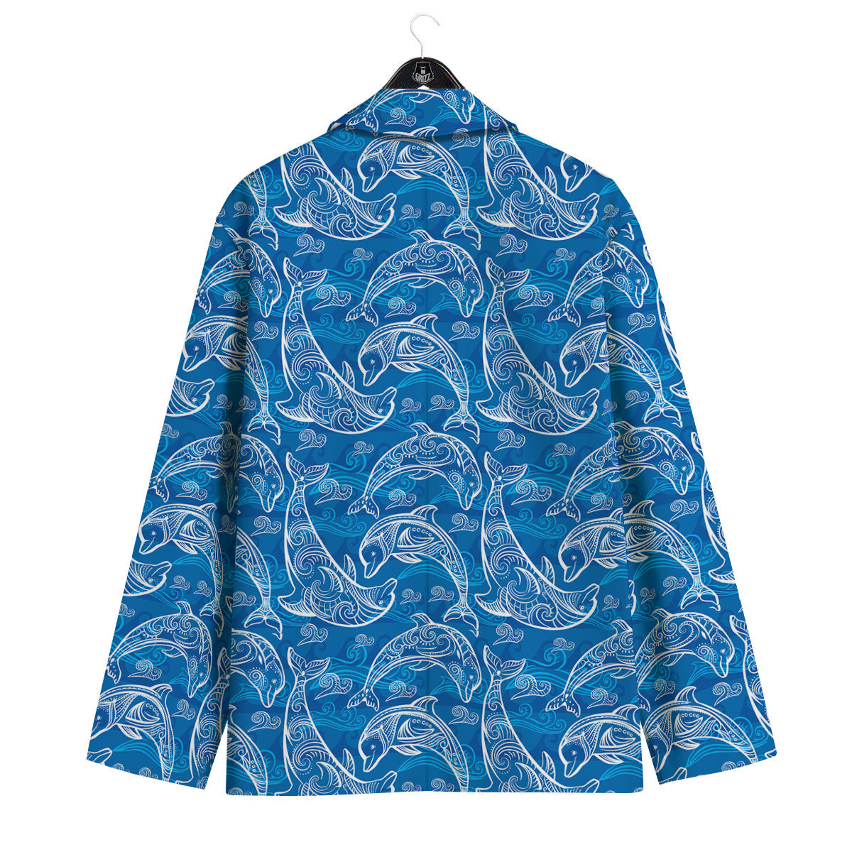 Blue Dolphins Ethnic Print Pattern Men's Sport Coat-grizzshop