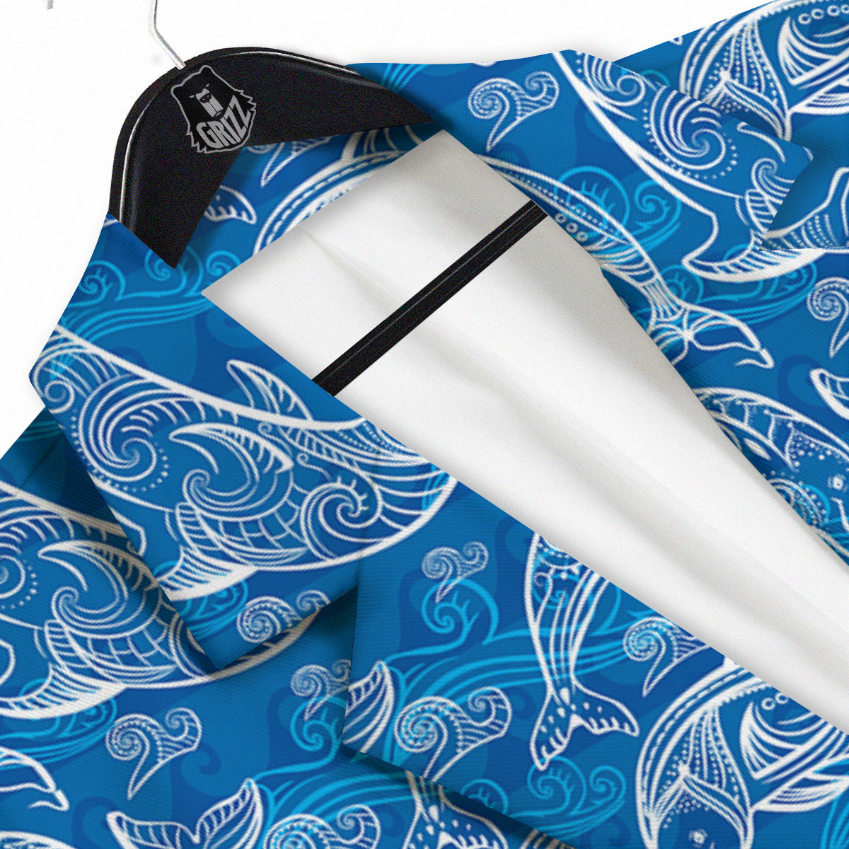 Blue Dolphins Ethnic Print Pattern Men's Sport Coat-grizzshop