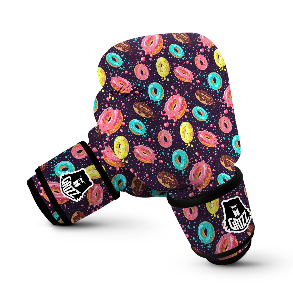 Blue Donut Pattern Print Boxing Gloves-grizzshop