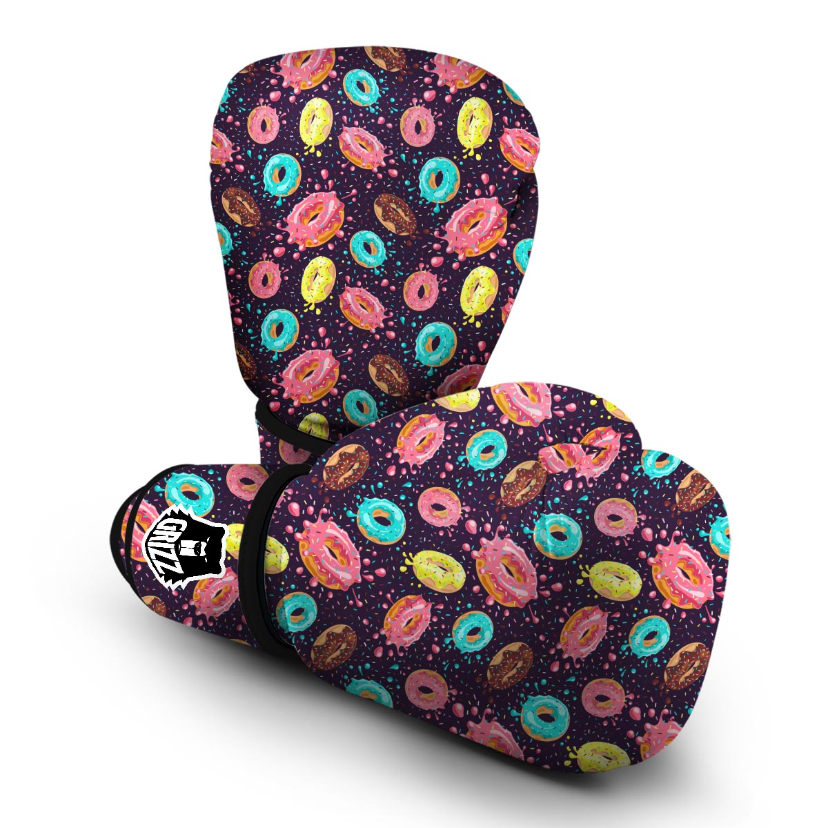 Blue Donut Pattern Print Boxing Gloves-grizzshop