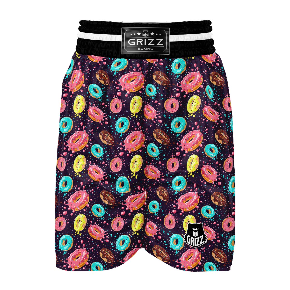 Blue Donut Pattern Print Boxing Shorts-grizzshop