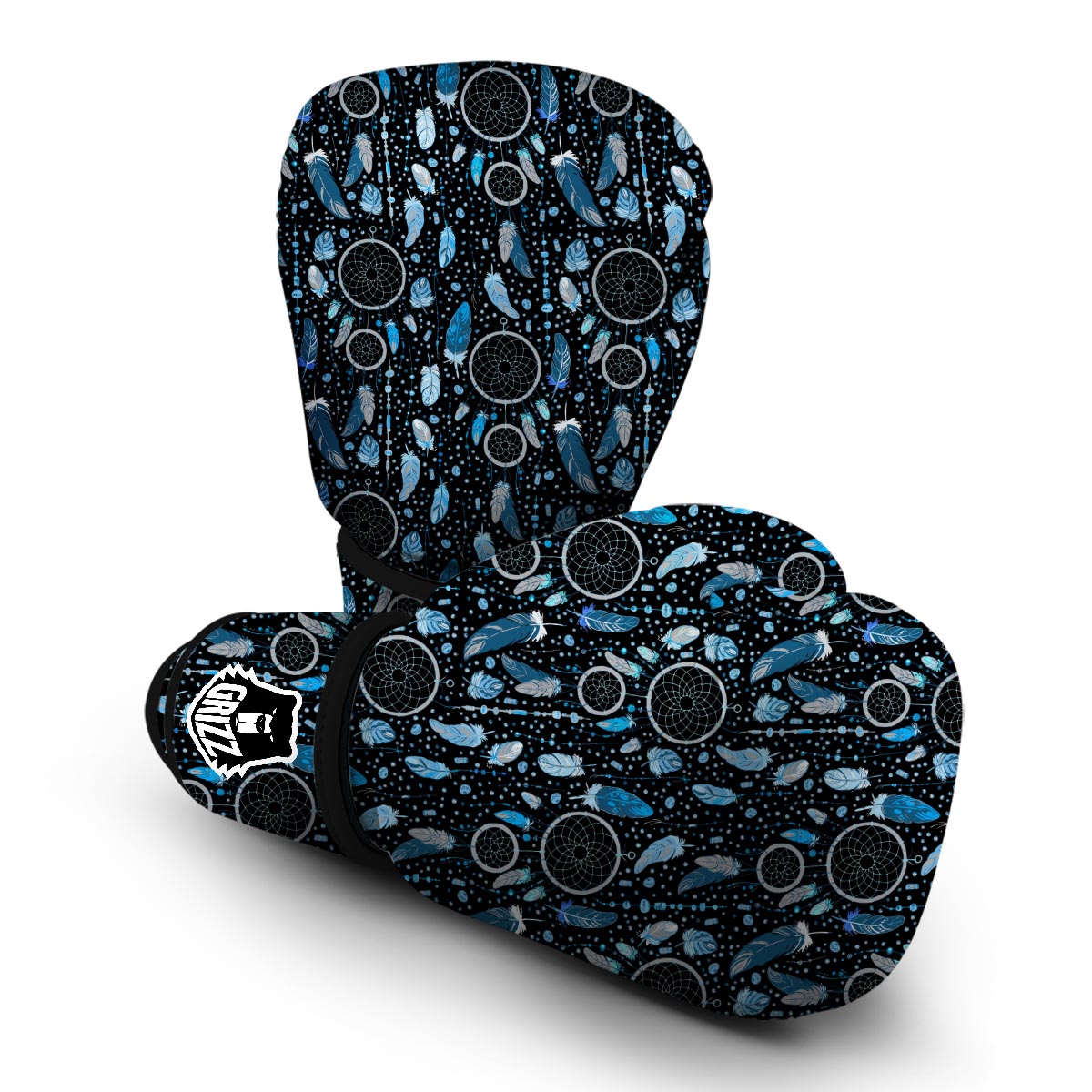 Blue Dream Catcher Feather Boxing Gloves-grizzshop