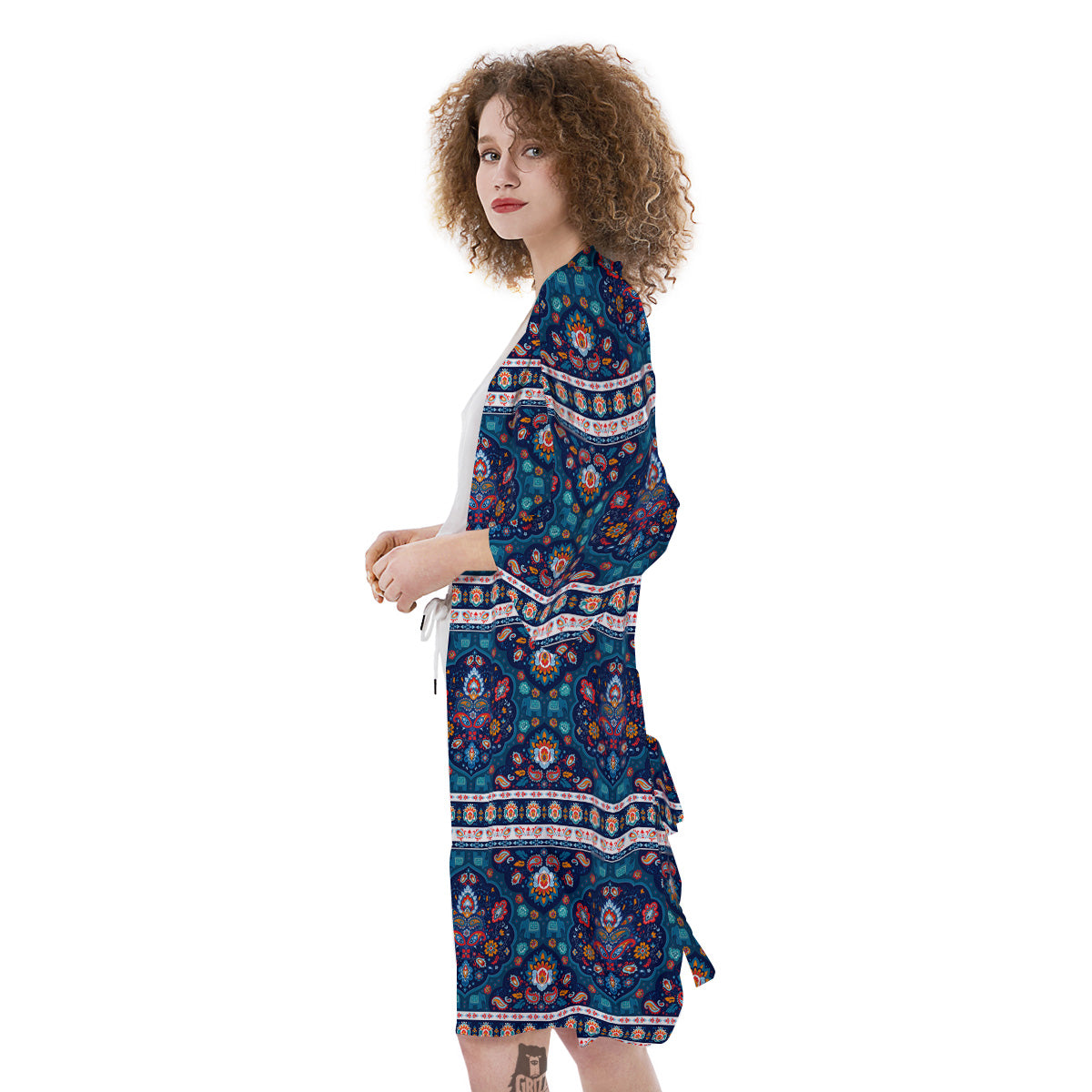 Blue Ethnic Mandala Print Pattern Kimono-grizzshop