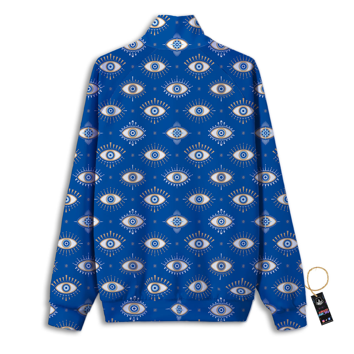 Blue Eyes Hamsa Print Pattern Track Jacket-grizzshop