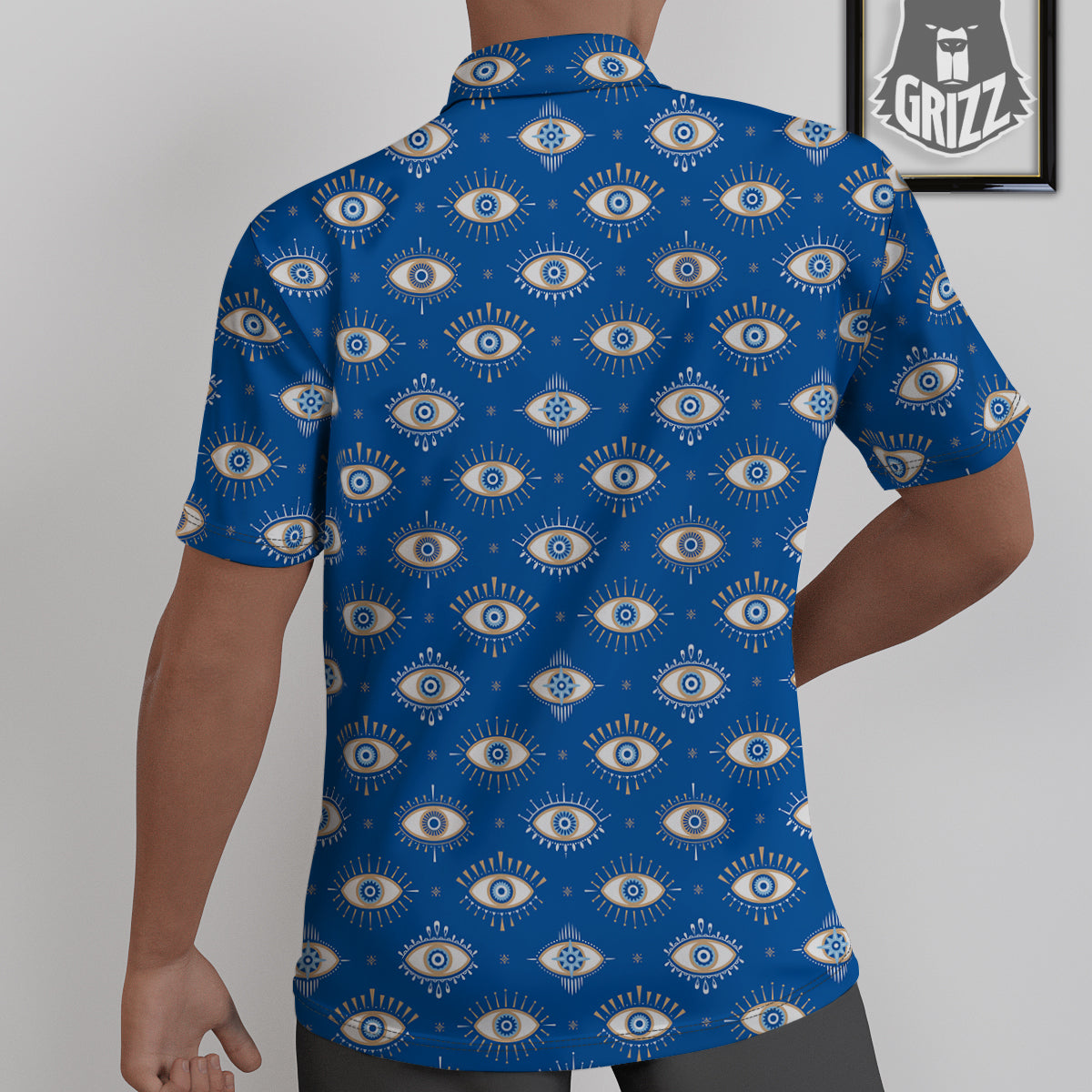 Blue Eyes Hamsa Print Pattern Untucked Shirts-grizzshop