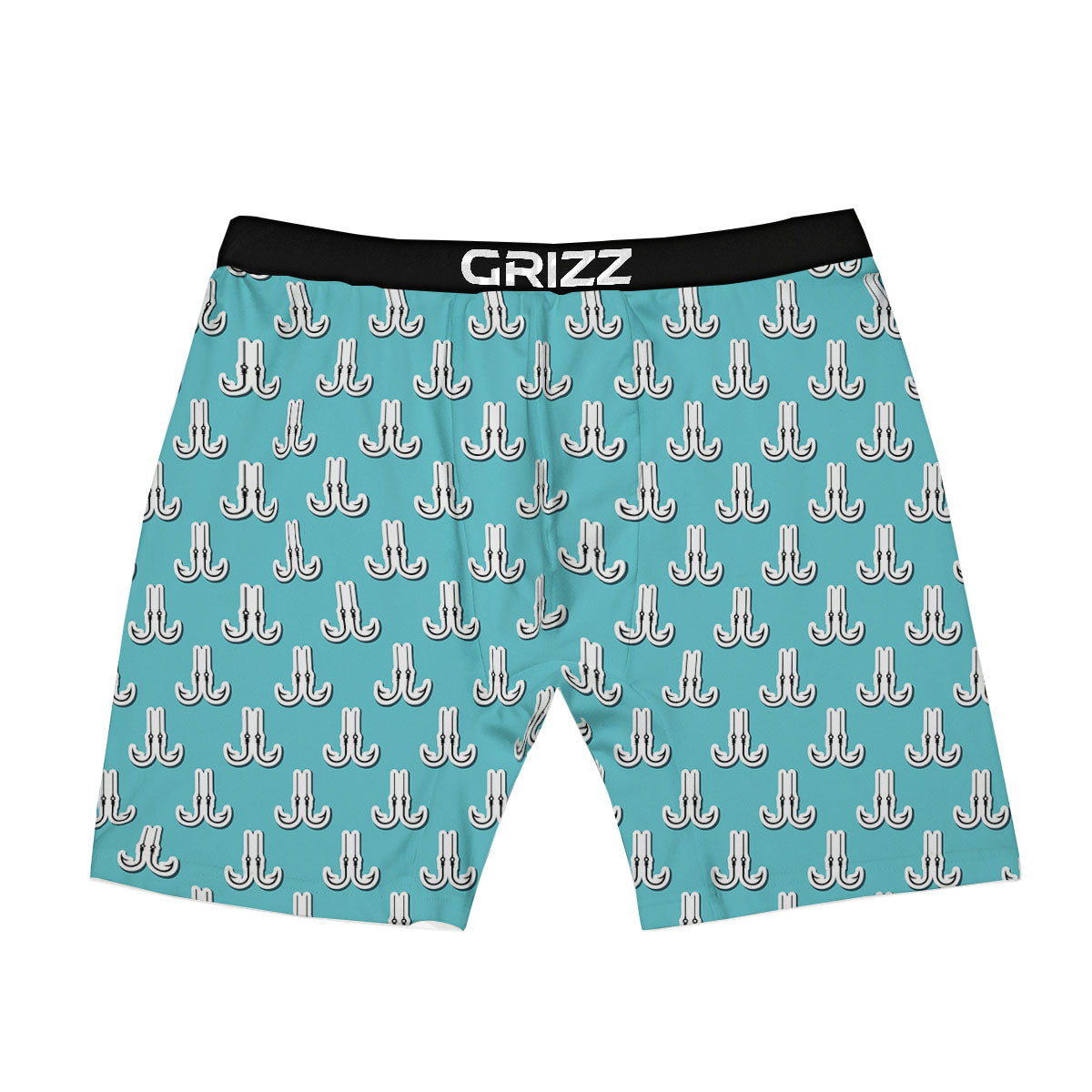 Blue Fish Hook Print Pattern Boxer Briefs-grizzshop