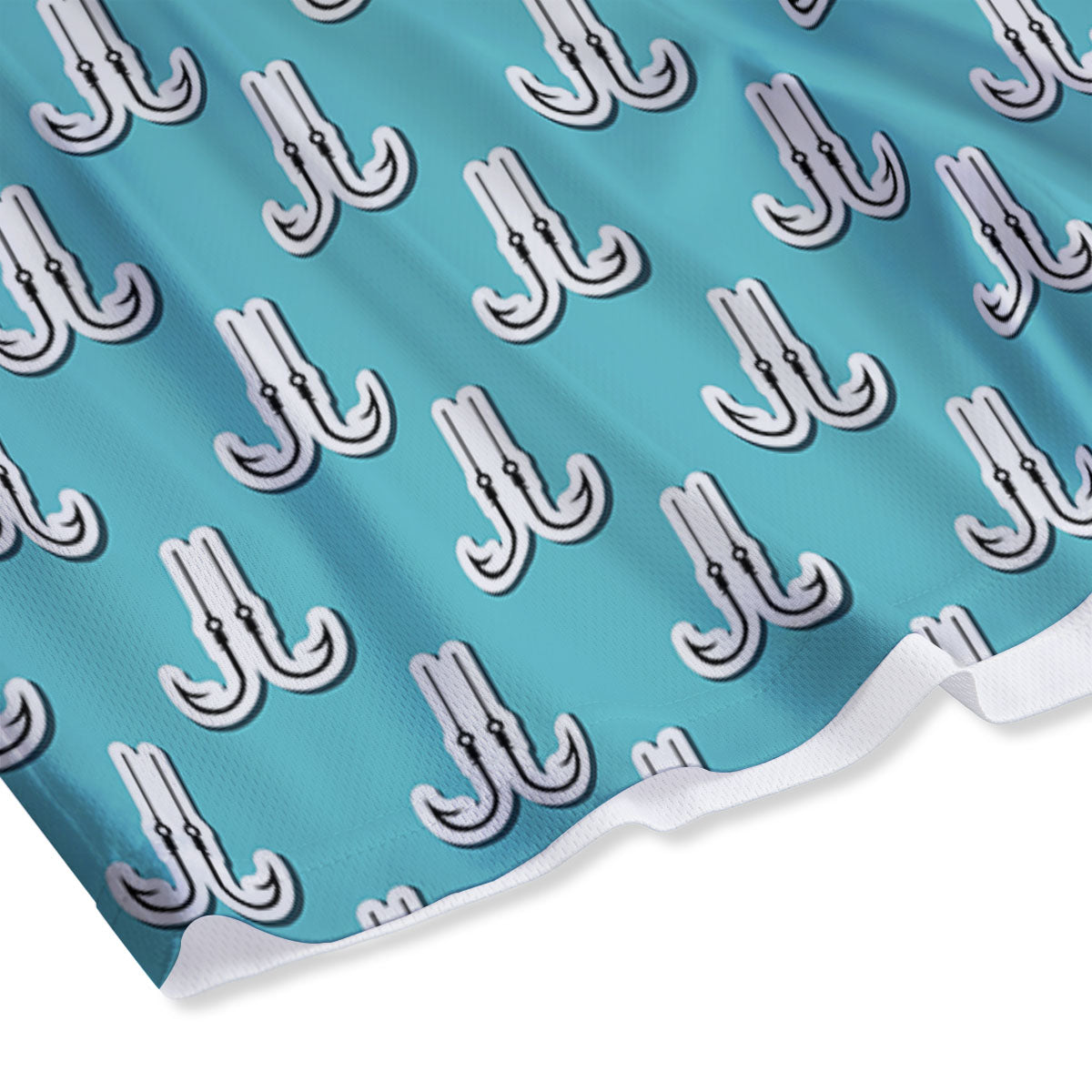 Blue Fish Hook Print Pattern Mesh Shorts-grizzshop