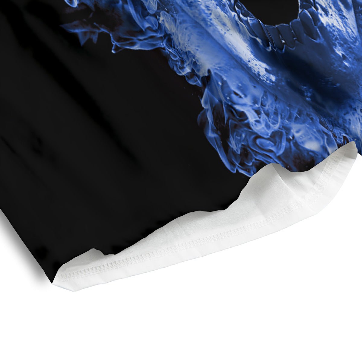 Blue Flaming Skull Print Men's Athletic Shorts