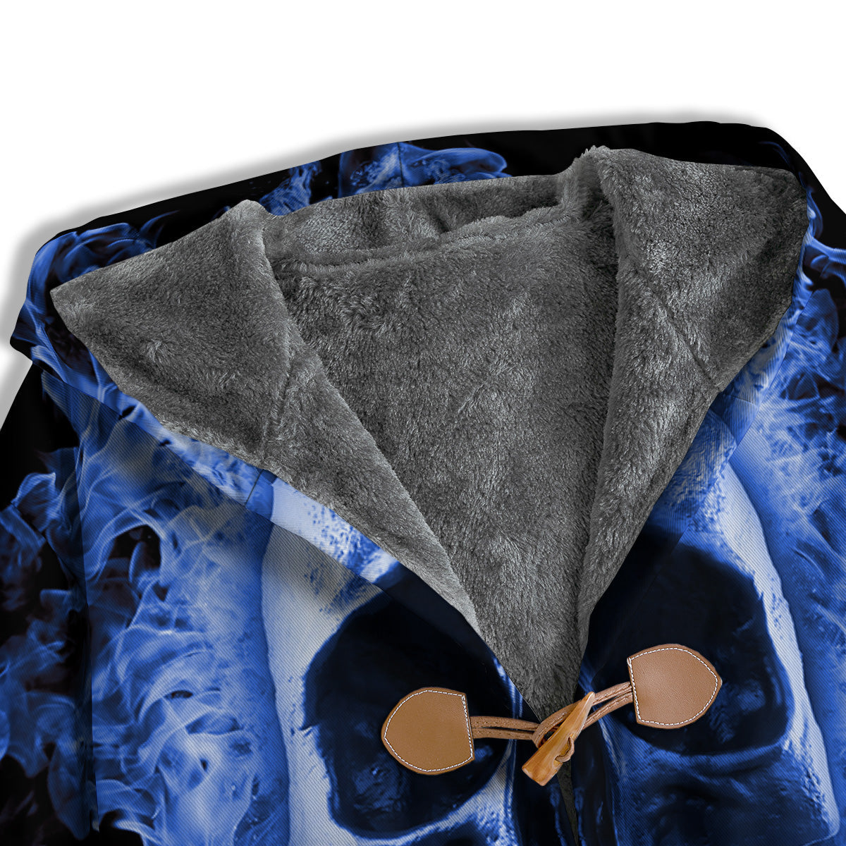 Blue Flaming Skull Print Men's Windbreaker Jacket-grizzshop