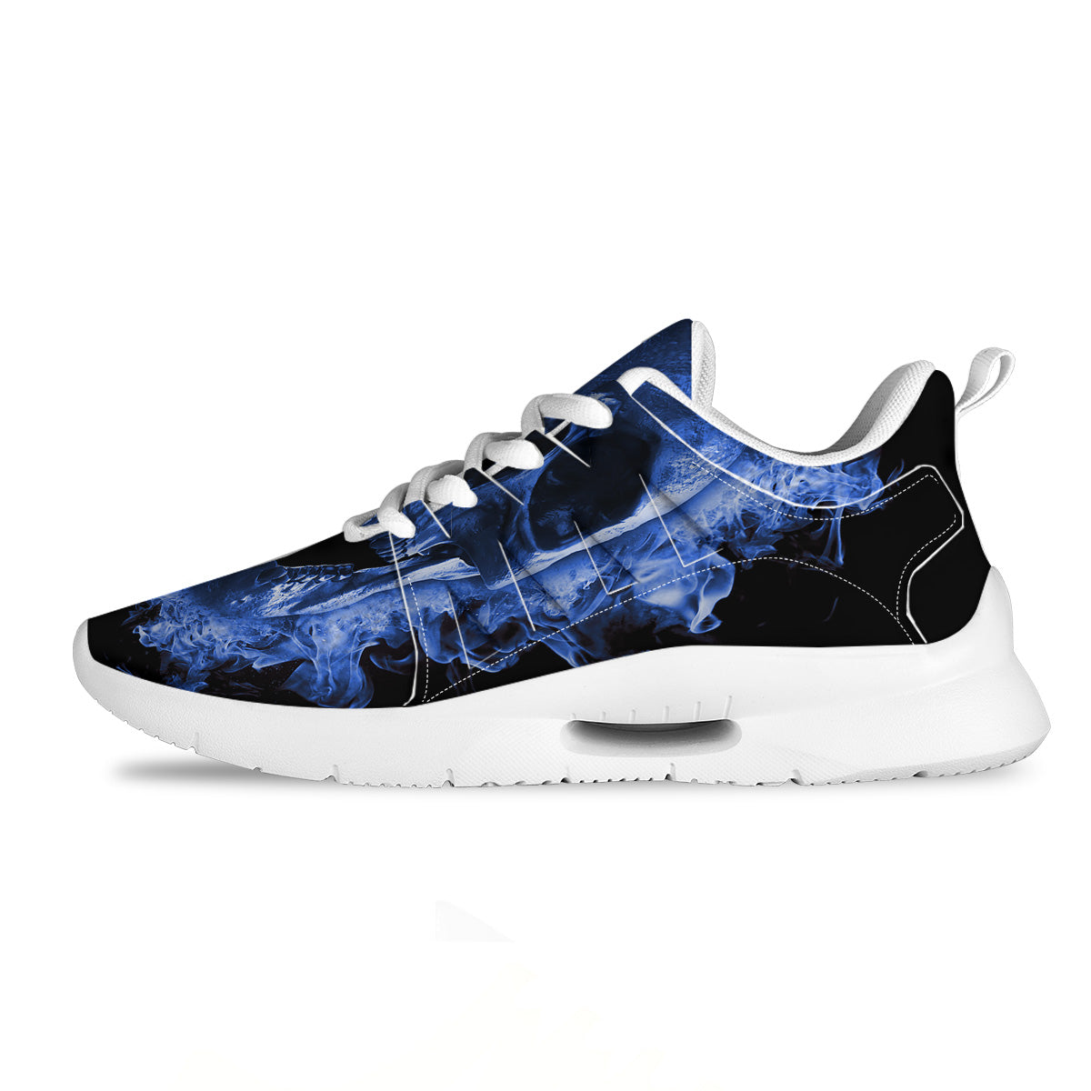 Blue Flaming Skull Print Tennis Shoes-grizzshop