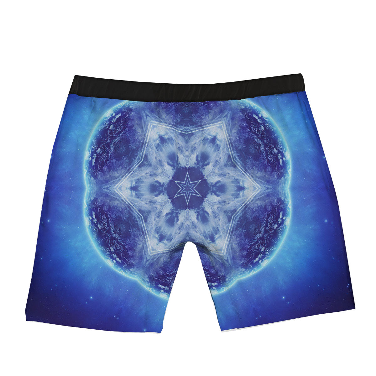 Blue Fractal Kaleidoscope Print Boxer Briefs-grizzshop